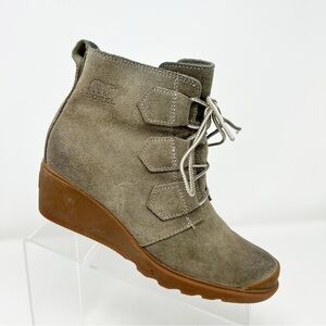 Sorel Toronto Brown Waterproof Leather Lace Up Wedge Ankle Boots Size 7